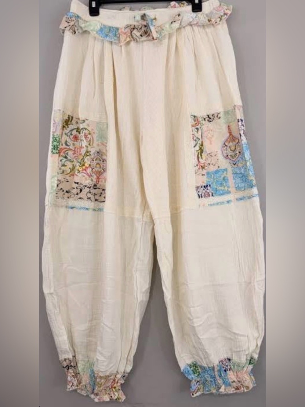 POL Ruffle Pants Floral Patchwork Jogger Pants
